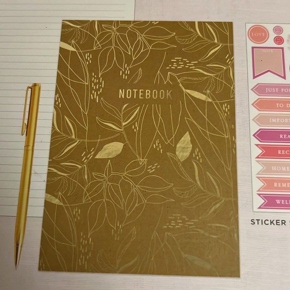 Journal gold pen pink 3 sticker sheets 96 inside sheets stationary set​ - Picture 8 of 10